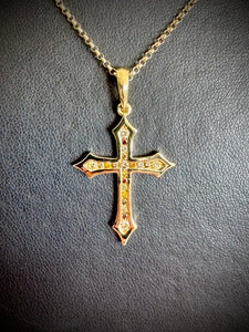 18K Yellow Gold Cross with Fancy Diamonds