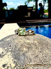 Load image into Gallery viewer, Ludwigite Peridot Ring (Asscher)
