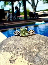 Load image into Gallery viewer, Ludwigite Peridot Ring (Asscher)
