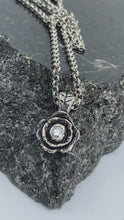 Load and play video in Gallery viewer, Black Rose Pendant- White Diamond
