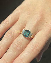 Load image into Gallery viewer, Peacock Sapphire with Tapered Baguette Diamonds
