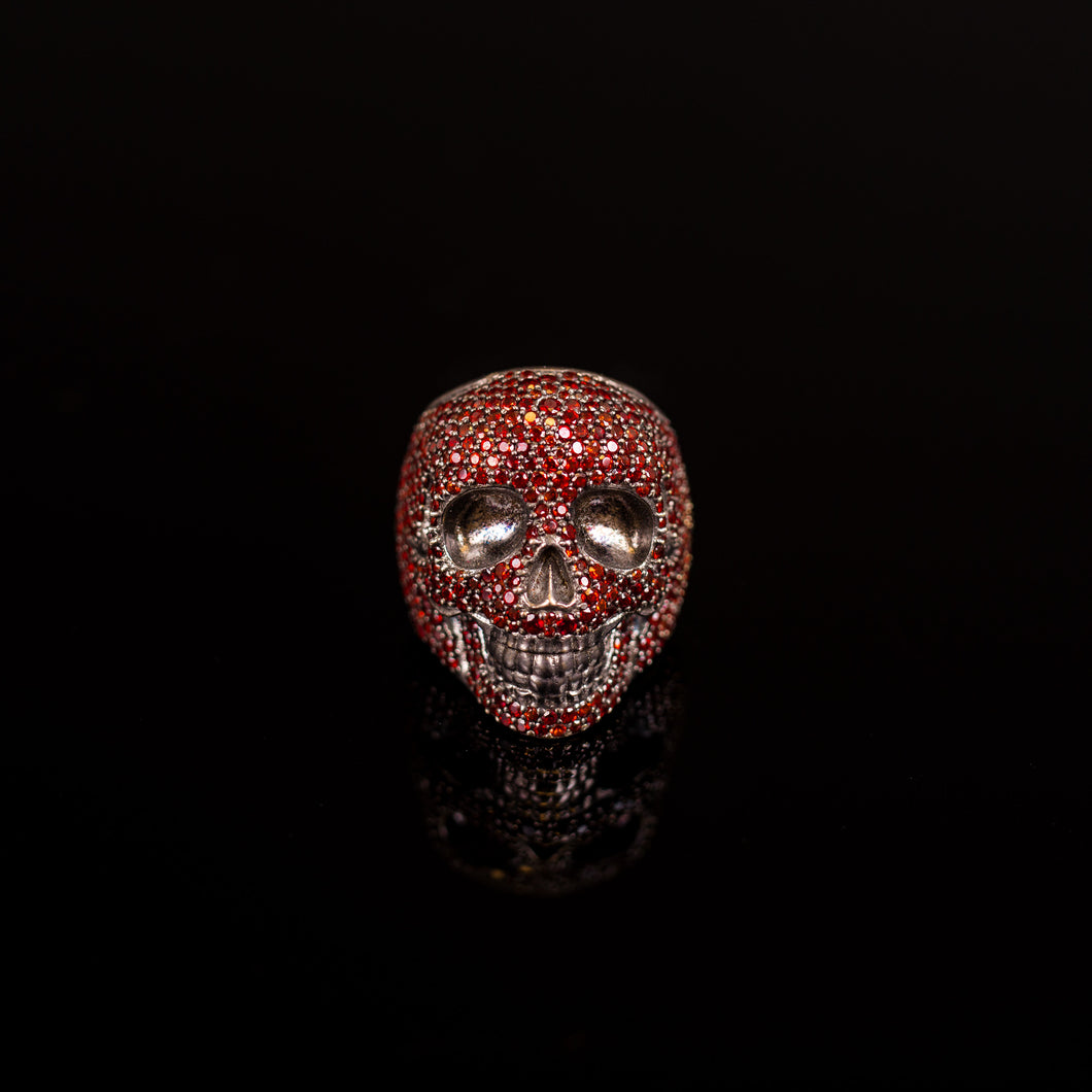Micro Pave Garnet skull