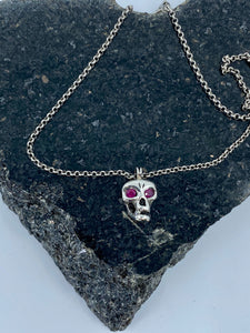 Skull Pendant with Rubies Necklace